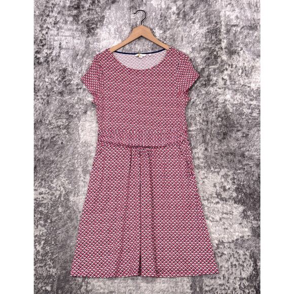 Boden Dress 10P Petite Womens Pink & Blue Patterned Jersey Knit Midi - Picture 1 of 9